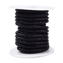 Indigo Braided Cowhide Leather Cord, Leather Rope String for Bracelets, Indigo, 3mm, about 8.74 yards(8m)/roll