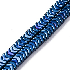 со Синим Покрытием Гальванические немагнитных гематит бисер пряди, стрелка, с покрытием синим, 3~3.5x2x1.5~2 мм, отверстие : 1 мм, около 335~338 шт / нитка, 15.94'' (40.5 см)