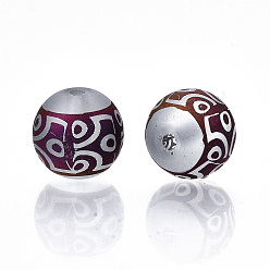 Indigo Electroplate Glass Beads, Frosted, Round, Indigo, 10mm, Hole: 1.5mm, about 200pcs/bag