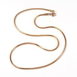 Golden 304 Stainless Steel Square Snake Chains Necklaces, with Lobster Clasps, Golden, 21.65 inch(55cm)