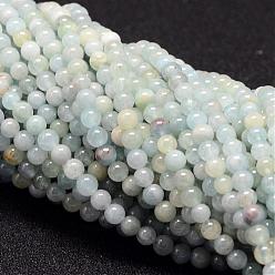 Aquamarine Natural Aquamarine Beads Strands,  Round, 6mm, Hole: 1mm, about 64pcs/strand, 15.7 inch