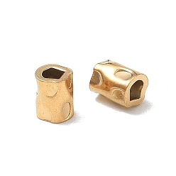 Real 18K Gold Plated 304 Stainless Steel Beads, Hammered Column, Ion Plating(IP), Real 18K Gold Plated, 5x4mm, Hole: 1.9mm