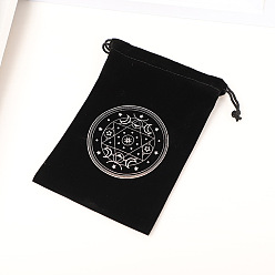 Moon Rectangle Velvet Jewelry Pouches, Drawstring Bags, Black, Moon, 18x12cm