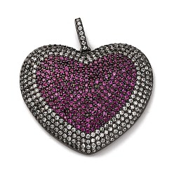 Камелия Латунные микро проложить кубического циркония подвески, сердце прелести, стойки покрытие, прочное покрытие, без кадмия и без свинца, камелия, 29x33x4.5 мм, отверстие : 3x5.5 мм