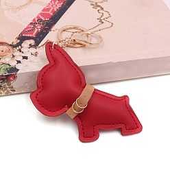 FireBrick Dog Pu Leather Keychain for Women, Car Charm Bag Pendant, FireBrick, 8x8.5cm