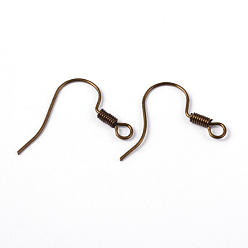 Antique Bronze Brass Earring Hooks, Ear Wire, with Horizontal Loop, Nickel Free, Antique Bronze, 17mm, Hole: 1.5mm, 21 Gauge, Pin: 0.7mm