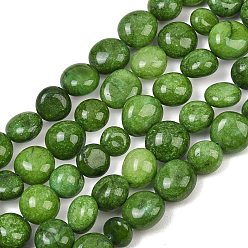 Sea Green Dyed Natural White Jade Beads Strands, Nuggets, Tumbled Stone, Sea Green, 9.5~13x9~12x9~15mm, Hole: 0.8mm, about 32pcs/strand, 15.35''(39cm)