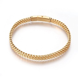 Golden 304 Stainless Steel Mesh Bracelets, with Bayonet Clasps, Golden, 8-5/8 inch(22cm), 6x3.5mm