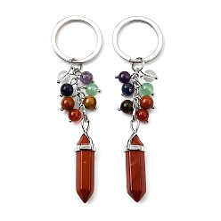 Красный Камень Бусины из натуральной красной яшмы с кольцами из сплава и железа брелки, 191~195 мм