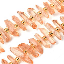 Сэнди Коричневый Природных кристаллов кварца бисер нитей, граненые, окрашенные, палочка для наггетсов, с бисером, песчаный коричневый, 11~25x3~9x4~10 мм, отверстие : 1~1.2 мм, около 19~26 шт / нитка, 7.09~7.48'' (18~19 см)