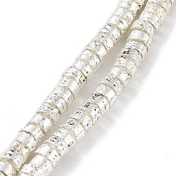 Silver Plated Electroplated Natural Lava Rock Beads Strands, Disc, Heishi Beads, Silver Plated, 4~4.5x2~2.5mm, Hole: 1mm, about 161pcs/strand, 15.55''(39.5cm)
