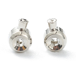 Платина Зажимные бусины из латуни, долговечный, рондель, платина, 4.5x3.5x3 мм, отверстие : 1 мм