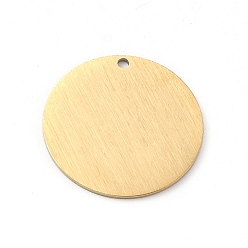 Golden Ion Plating(IP) 304 Stainless Steel Pendants, Double Side Drawbench, Stamping Blank Tag, Flat Round, Golden, 25x1mm, Hole: 1.6mm
