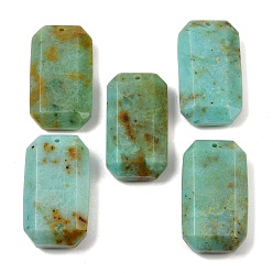 Африканский Бирюза(яшма) Кулоны с натуральной африканской бирюзой (яшмой), граненые прямоугольные подвески, 34~35.5x19~20.5x7~8 мм, отверстие : 1.6 мм
