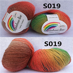 Colorful Wool Knitting Yarn, Segment Dyed, Crochet Yarn, for DIY Hat Scarf Cape, Colorful, 2mm, about 196.85 yards(180m)/skein