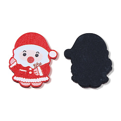Red Printed Embossed Opaque Acrylic Cabochons, Christmas Style, Snowman, Red, 23x19x2mm