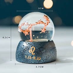 Leo Zodiac Gifts, Constellations Snow Globe, Crystal Sphere House Gifts Desktop Decor, Crystal Ball Birthday Present with Base, Leo, 45x30x37mm