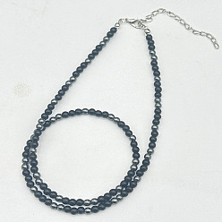 Немагнитные Гематит Винтажные унисекс ожерелья из натурального обсидиана и синтетического немагнитного гематита