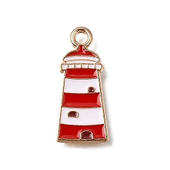 Lighthouse Сплав с эмалевыми подвесками, морских прелести, золотой свет, красные, маяк, 20.5x9x1.5 мм, отверстие : 1.8 мм