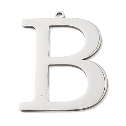 Letter B 304 подвески из нержавеющей стали, буквы, В письме, 40x30x1.4 мм, отверстие : 2 мм