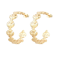Golden 304 Stainless Steel Stud Earrings for Women, Pigeon, Half Hoop Earrings, Ion Plating(IP), Golden, 34x8.5mm