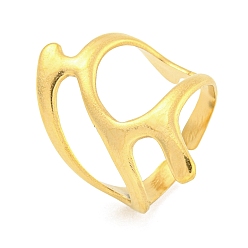 Настоящее золото 18K 304 полая открытая манжета из нержавеющей стали неправильной формы для женщин, реальный 18 k позолоченный, 27 мм, внутренний диаметр: регулируемый