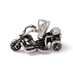Antique Silver 304 Stainless Steel Pendants, Motorcycle, Antique Silver, 30x13x13mm, Hole: 8x4.5mm