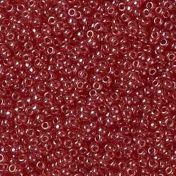 (RR166) Transparent Ruby Luster MIYUKI Round Rocailles Beads, Japanese Seed Beads, 8/0, (RR166) Transparent Ruby Luster, 3mm, Hole: 1mm, about 2111~2277pcs/50g