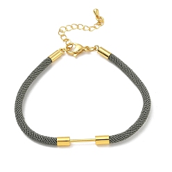 Slate Gray Nylon Cord Bracelet Making, with Brass Beadable Bar, Golden, Slate Gray, 6.89x0.16 inch(17.5x0.4cm)