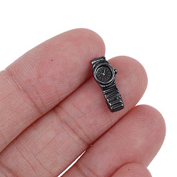 Gunmetal Alloy Mini Watch, for Miniature Doll Home Decoration, Gunmetal, 15x6mm