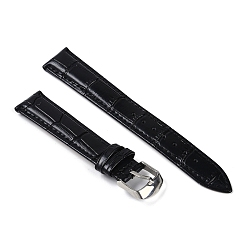 Черный Кожа смотреть группы, с 201 пряжками из нержавеющей стали, регулируемые ремешки для часов, чёрные, 8.9~12.4x1.8~1.9x0.5 см, 2 шт / комплект