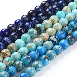 Mixed Color Natural Imperial Jasper Beads Strands, Dyed, Round, Mixed Color, 8mm, Hole: 2mm, about 50pcs/strand, 15.16 inch(38.5cm)