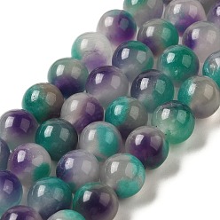 Темный Голубой Природные окрашенные белого нефрита нитей бисера, круглые, темные голубые, 10~10.5 мм диаметром, отверстие : 1 мм, около 37 шт / нитка, 14.76''~14.80'' (37.5~37.6 см)