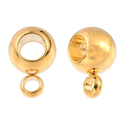 Real 24K Gold Plated 304 Stainless Steel Tube Bails, Loop Bails, Bail Beads, Rondelle, Real 24k Gold Plated, 9x6x4.5mm, Hole: 1.6mm, Inner Diameter: 3mm.