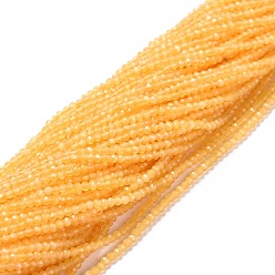 Orange Cat Eye Beads Strands, Round, Faceted, Orange, 2mm, Hole: 0.2mm, 14.17 inch(36cm), 174~184pcs/strand