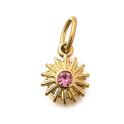 Фиолетовый 304 из нержавеющей стали амулеты горный хрусталь, ионное покрытие (ip), фиолетовые, 11.5x9.5x2.5 мм, отверстие : 4.5 мм