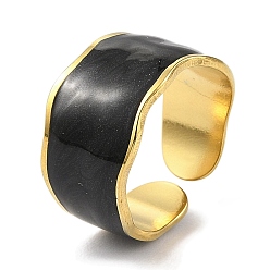 Настоящее золото 18K 304 эмалированные открытые манжеты из нержавеющей стали для женщин, ионное покрытие (ip), реальный 18 k позолоченный, 12 мм