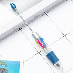 Marine Blue Plastic Ball-Point Pen, Beadable Pen, for DIY Personalized Pen with Jewelry Beads, Marine Blue, 149x14mm