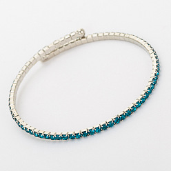 Turquoise Sparkling Single Row Diamond Bracelet for Women - Fashionable Elastic Wristband Jewelry B164