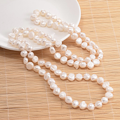Seashell Color Natural Pearl Nuggets Beaded Necklace, Seashell Color, 47.2 inch