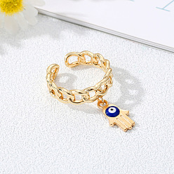Blue Hand Ring 4 Colorful Hollow Eye Ring, Fashionable Devil's Eye Pendant for Men and Women