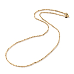 Real 18K Gold Plated Brass Rope Chain Necklaces, with Lobster Claw Clasps, Long-Lasting Plated, Real 18K Gold Plated, 18.11 inch(46cm), 2mm