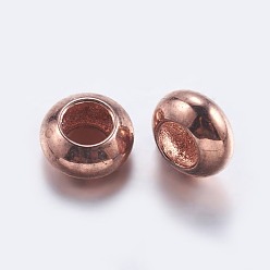 Rose Gold Brass Beads, Rondelle, Rose Gold, 6x3mm, Hole: 3mm