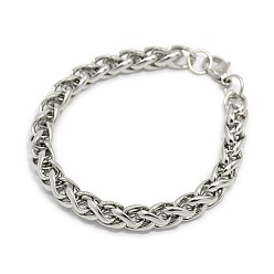 Stainless Steel Color Trendy 304 Stainless Steel Wheat Chain Bracelets, with Lobster Claw Clasps, Stainless Steel Color, 7-7/8 inch(200mm), 8mm