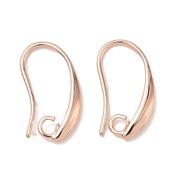 Розовый Позолоченный Латунные крючки для сережек, с горизонтальной петлей, без свинца, без никеля и без кадмия, Настоящее розовое золото покрыто, 19x10x2 мм, отверстие : 2 мм, 18 датчик, штифты : 1 мм