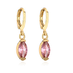 42213 Geometric Earrings for Women, 18K Gold Plated with Zircon Stones - Luxurious and Elegant Jewelry