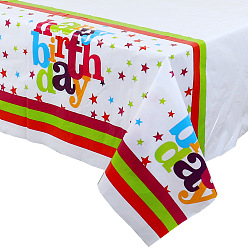 Others Disposable PE Plastic Tablecloths, for Party, Rectangle, Colorful, Birthday Themed Pattern, 2700x1370mm