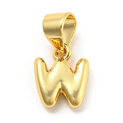 Letter W Brass Charms, Real 18K Gold Plated, Long-Lasting Plated, Lead Free & Cadmium Free, Letter Charm, Letter W, 9.5x7.5x2.5mm, Hole: 5x3.5mm