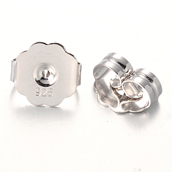 Platinum Rhodium Plated Sterling Silver Ear Nuts,  Platinum, 9x10x4.5mm, Hole: 1mm, about 237pcs/100g