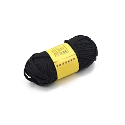 Black Polyester Cloth Yarn, For Hand Knitting Thick Thread, Crochet Cloth Yarn, Black, 2.2mm, about 38.28 Yards(35m)/Skein